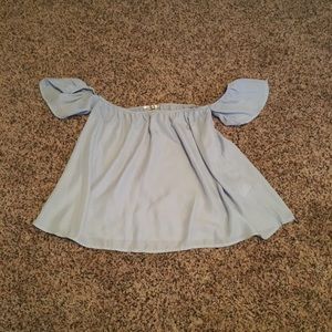 Blue off the shoulder blouse!